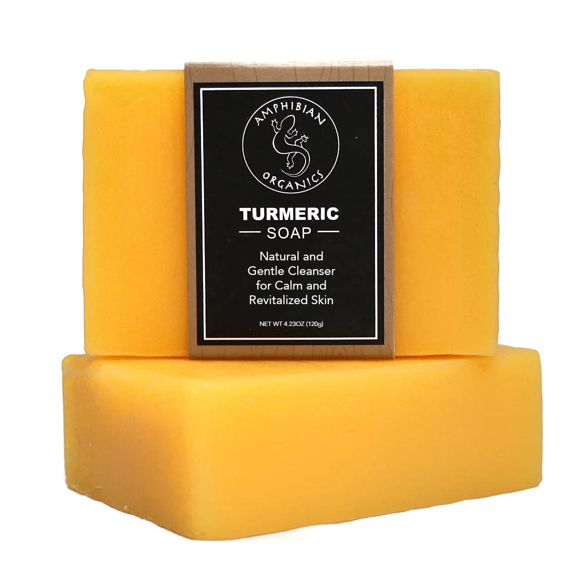 Amphibian Organics Turmeric Soap - All Natural Gentle Cleanser for All Skin Types. No Stain Face  Body Cleanser for Men, Women  Teens.