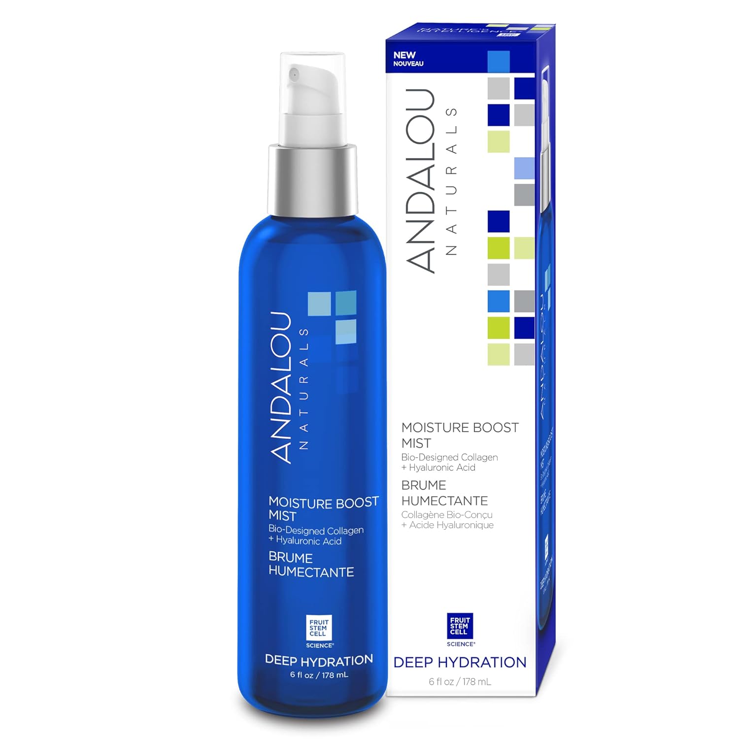 Andalou Naturals Face Mist, Moisture Boost Facial Spray with Hyaluronic Acid  Collagen, Hydrating  Moisturizing Skin Care for Dry and Dehydrated Skin, 6 fl oz