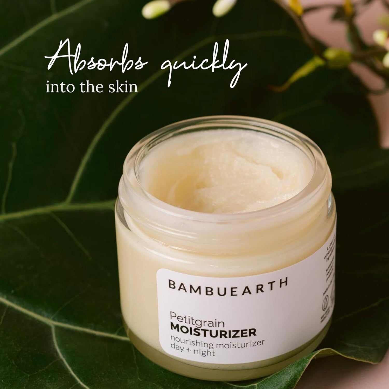 BambuEarth Petitgrain Moisturizer - Waterless, Vegan with Organic Ingredients, Jojoba Oil and Shea Butter - All-Natural Face Moisturizer for Women to Help Hydrate and Balance the Skin