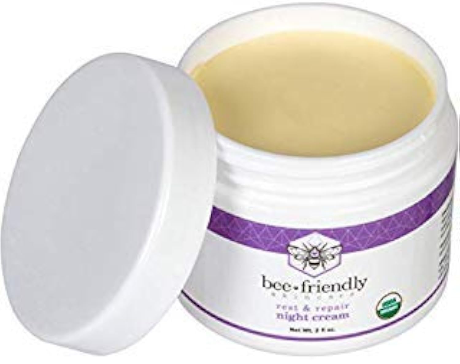 BeeFriendly Best Night Cream Natural USDA Certified Organic Night Cream, Anti Wrinkle, Anti Aging, Deep Hydrating  Moisturizing Night Time Eye, Face, Neck  Decollete Cream for Men and Women 2 oz