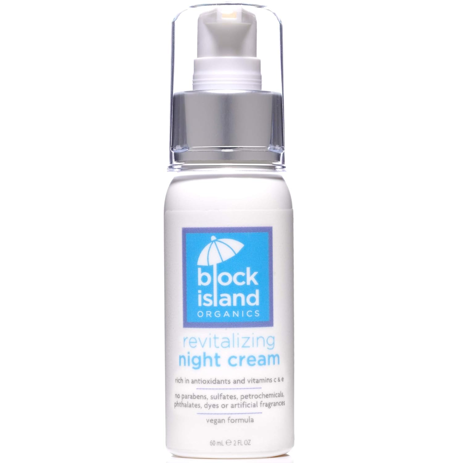 Block Island Organics Revitalizing Night Cream - Organic Anti-Aging Face Moisturizer with Natural Anti-Oxidants Vitamin C  E – EWG - Sensitive Skin Care for Face, Eyes, and Neck - 2 OZ