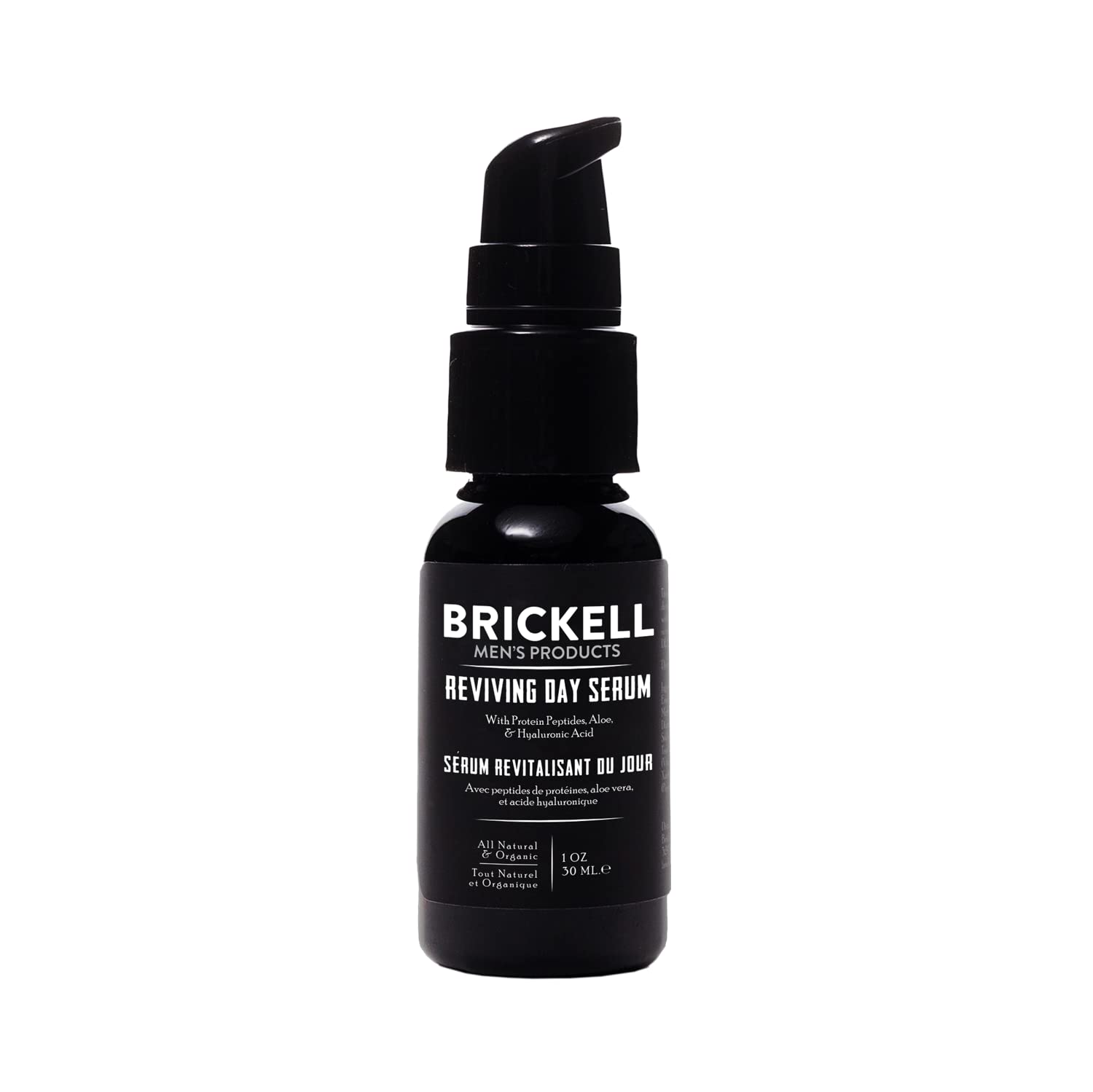 Brickell Mens Anti Aging Reviving Day Serum for Men, Natural and Organic Formulated with Hyaluronic Acid, Protein Peptides to Restore Firmness and Stimulate Collagen, 30 ml, Unscented