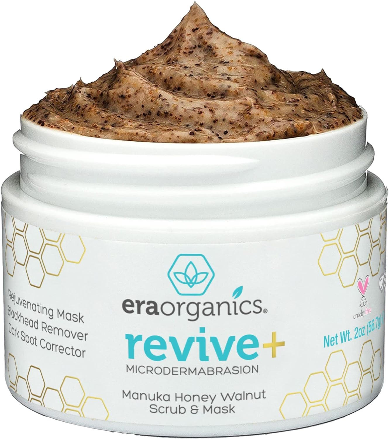 Era Organics Microdermabrasion Facial Scrub  Face Exfoliator - Spa Quality Exfoliating Mask with Manuka Honey Walnut Moisturizing Exfoliant for Dry Skin, Blackheads Wrinkles (2 oz)