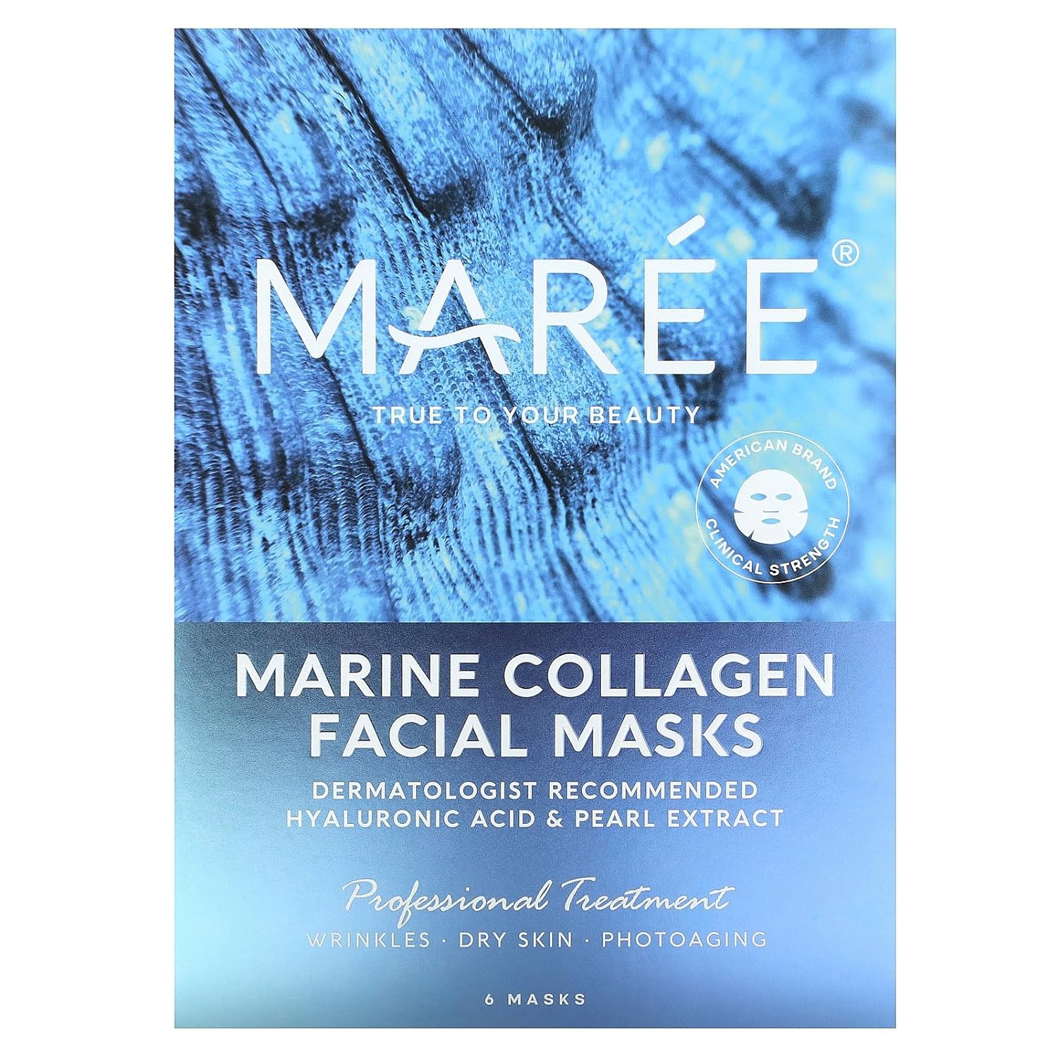 MAREE Cooling Face Masks for Eyes  Beauty - Sheet Masks for Face with Natural Pearl Extract, Marine Collagen  Hyaluronic Acid - Anti Aging Collagen Facial Masks for Wrinkles  Dry Skin, 6 Pack