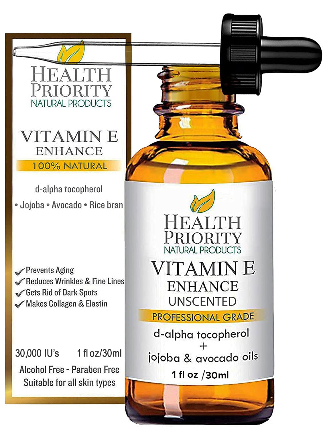 Organic Vitamin E Oil for Skin  Scars |100% Pure Natural Vitamin E Serum Hand Made in South Carolina | 15000 IU Vitamin E for Face  Hair| Non-GMO, Gluten  Cruelty Free, Vegan | Unscented 1 Fl Oz