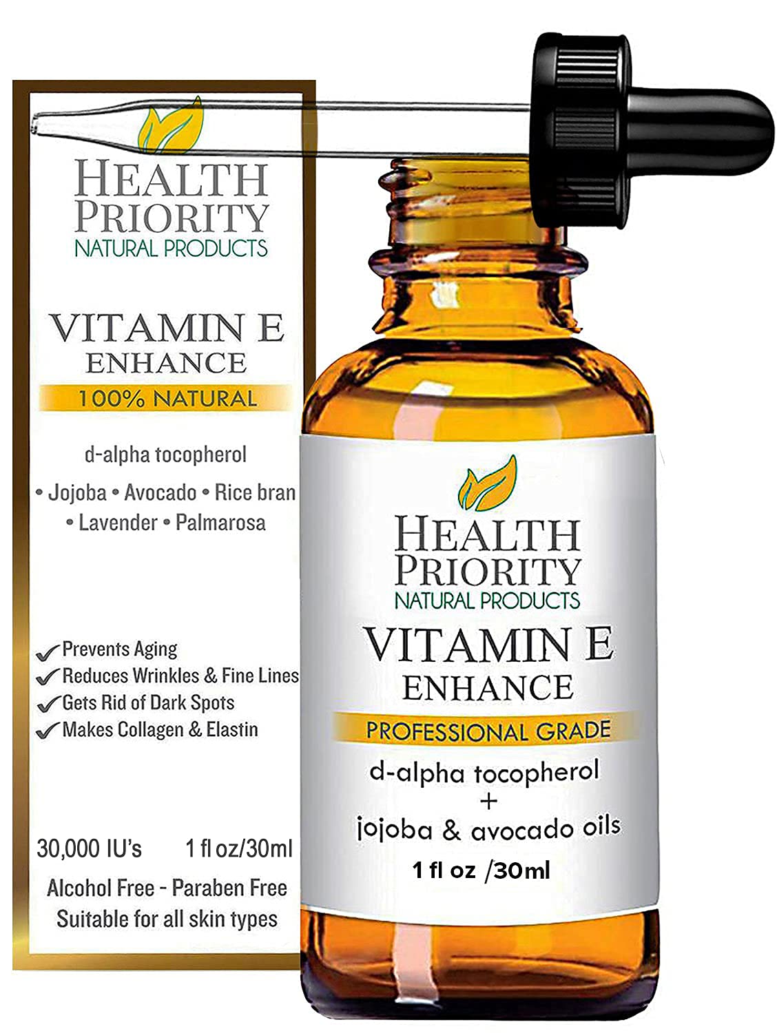 Organic Vitamin E Oil for Skin  Scars |100% Pure Natural Vitamin E Serum Hand Made in South Carolina | 15000 IU Vitamin E for Face  Hair| Non-GMO, Gluten  Cruelty Free, Vegan | Unscented 1 Fl Oz