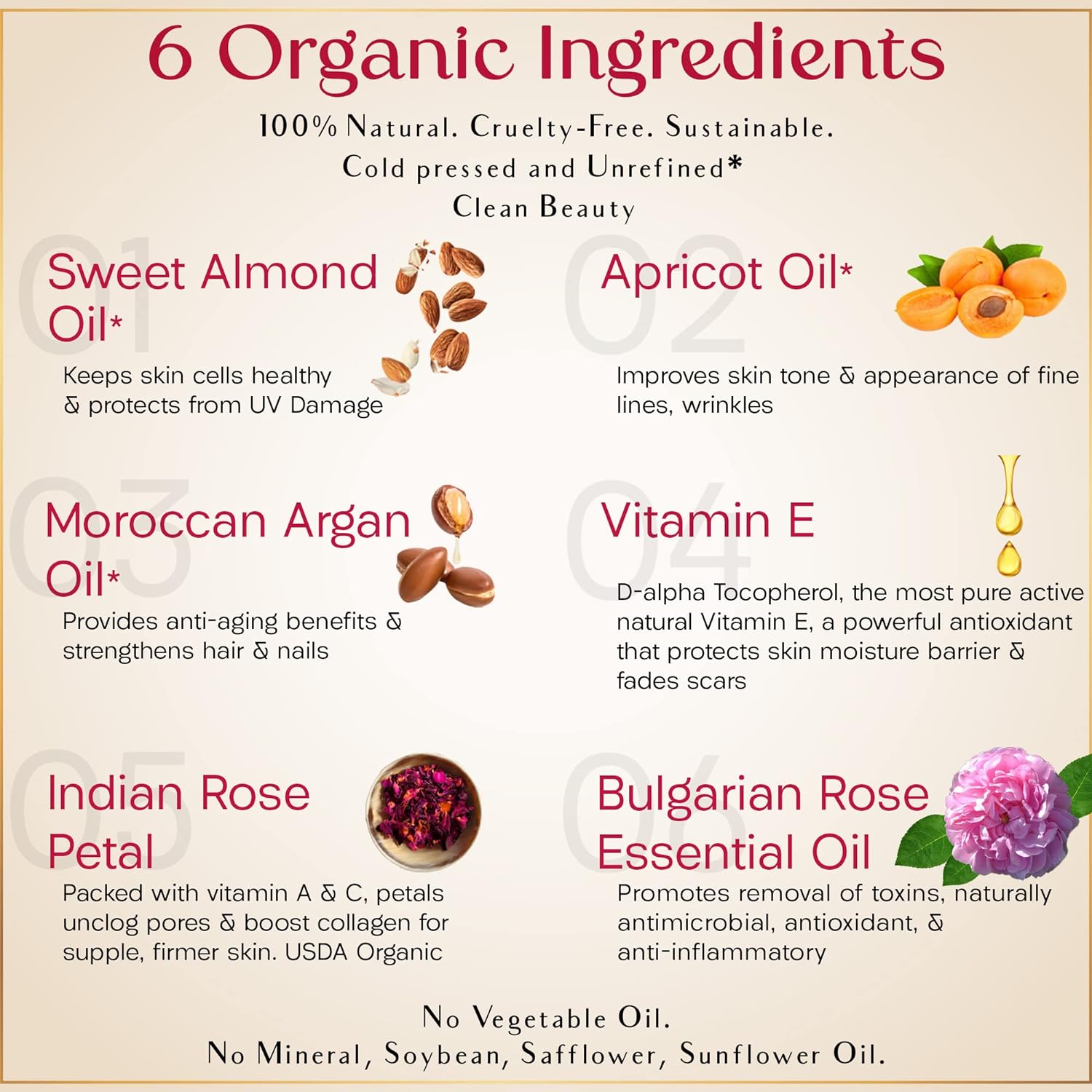 SAFA Rosé Oil - Organic Oil for Face, Body, Hair, Nails  Aromatherapy | Bulgarian Rose Essential Oil  Organic Floating Rose Petals | Moisturizer for Women  Men - 4 Fl Oz