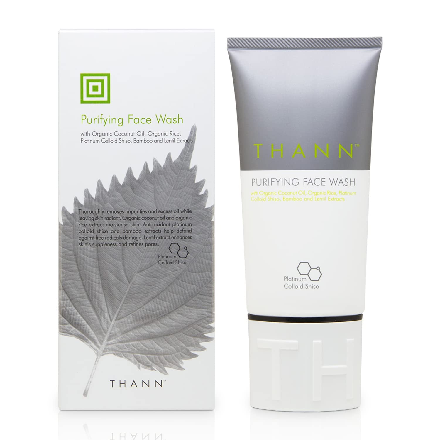 Thann Purifying Face Wash, Plant-based Facial Skin Care Products for Women and Men with Organic Coconut Oil, Rice and Shiso Leaf Extracts to Cleanse and Refine Pores for Radiant Skin (5.1 fl oz)