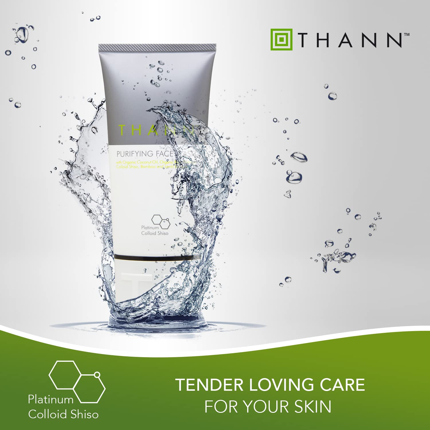 Thann Purifying Face Wash, Plant-based Facial Skin Care Products for Women and Men with Organic Coconut Oil, Rice and Shiso Leaf Extracts to Cleanse and Refine Pores for Radiant Skin (5.1 fl oz)