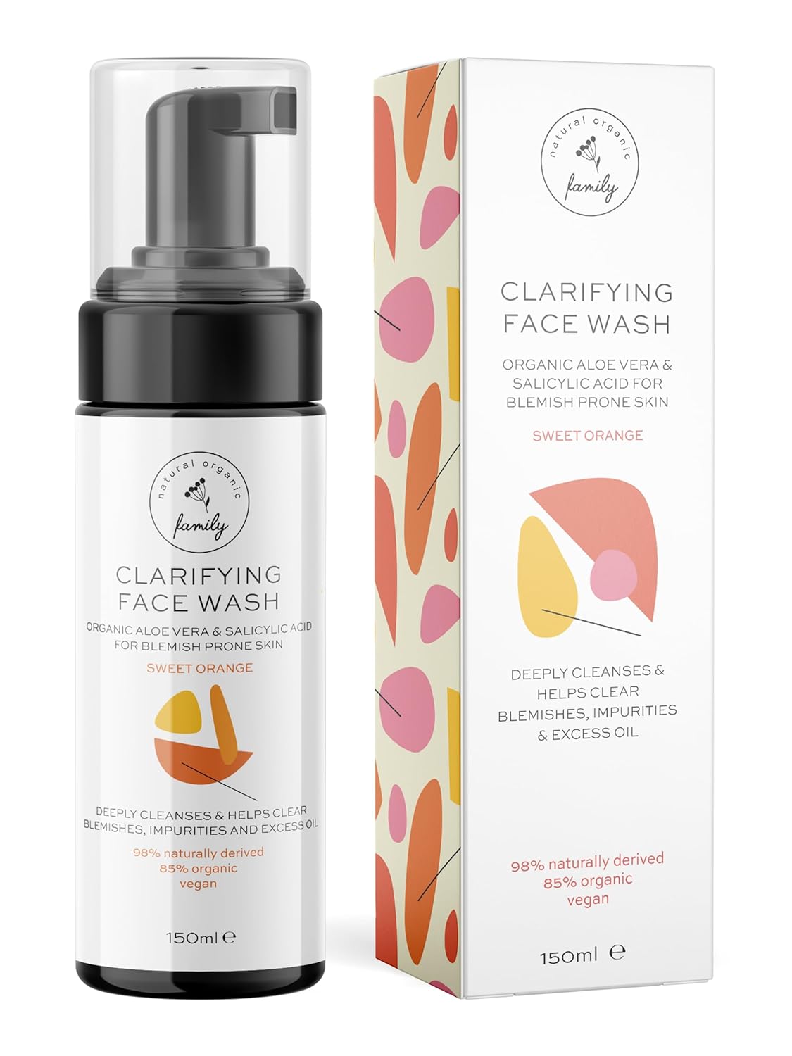 The Natural and Organic Family Clarifying Face Wash with Salicylic Acid - Facial Cleanser for Oily, Normal, and Combination Skin - Exfoliating, Pore Minimizing Formula for Teens