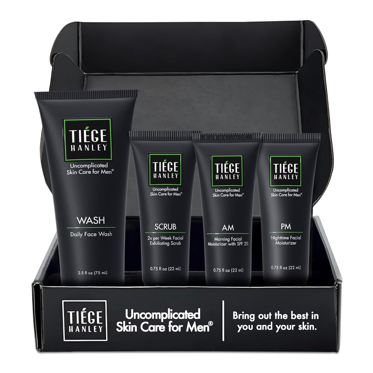 Tiege Hanley Mens Skin Care Set, Essential Skin Care Routine for Men (System Level 1) - Face Wash Kit for Fines Lines  Wrinkles - Mens Skincare Set Includes Face Wash, Facial Scrub,  Moisturizer