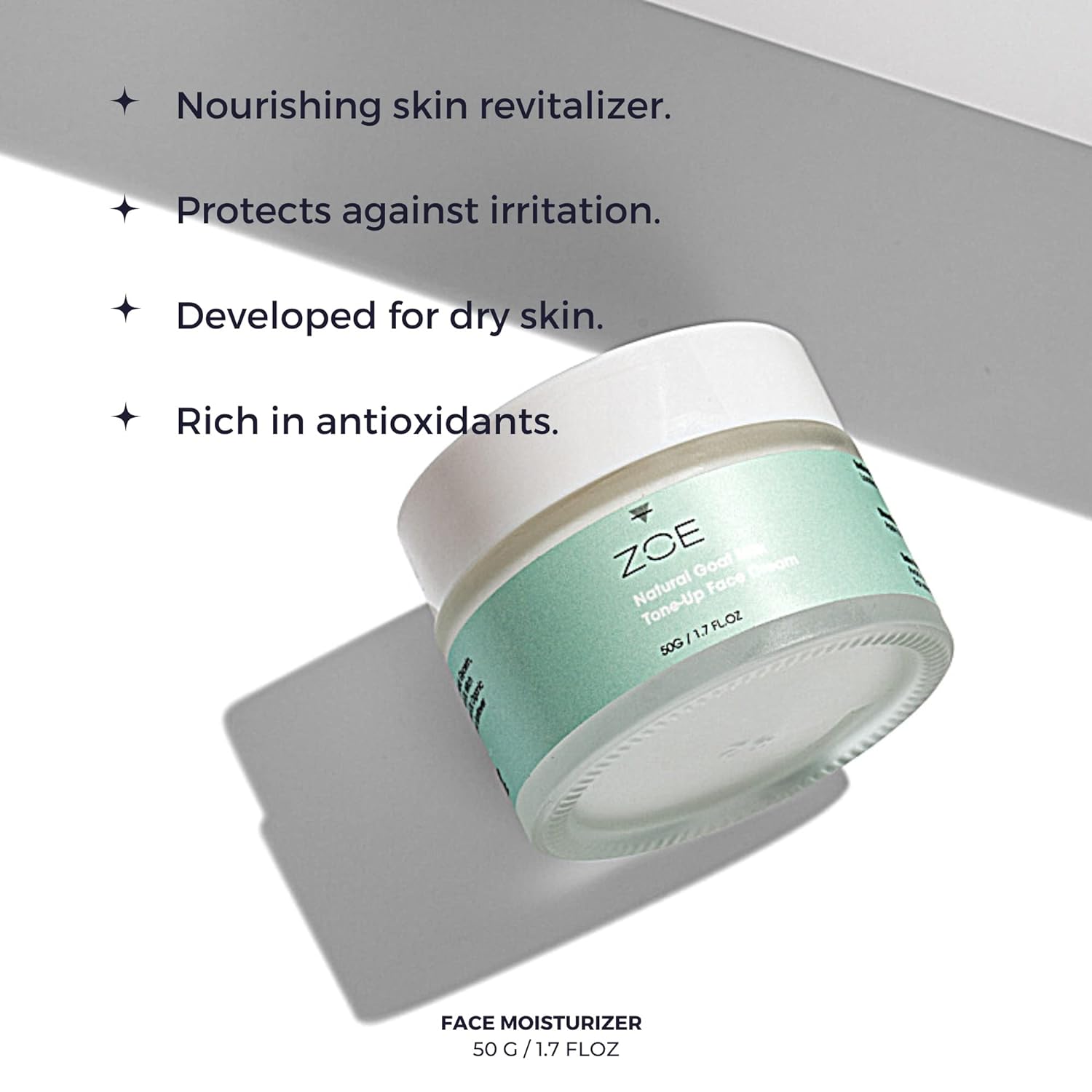 ZOE Skincare - Natural GOAT MILK Face Cream​ - Rejuvenating Organic Face Moisturizer - Nourishing Dry Skin and Sensitive Skin Face Lotion - Cruelty and Fragrance Free