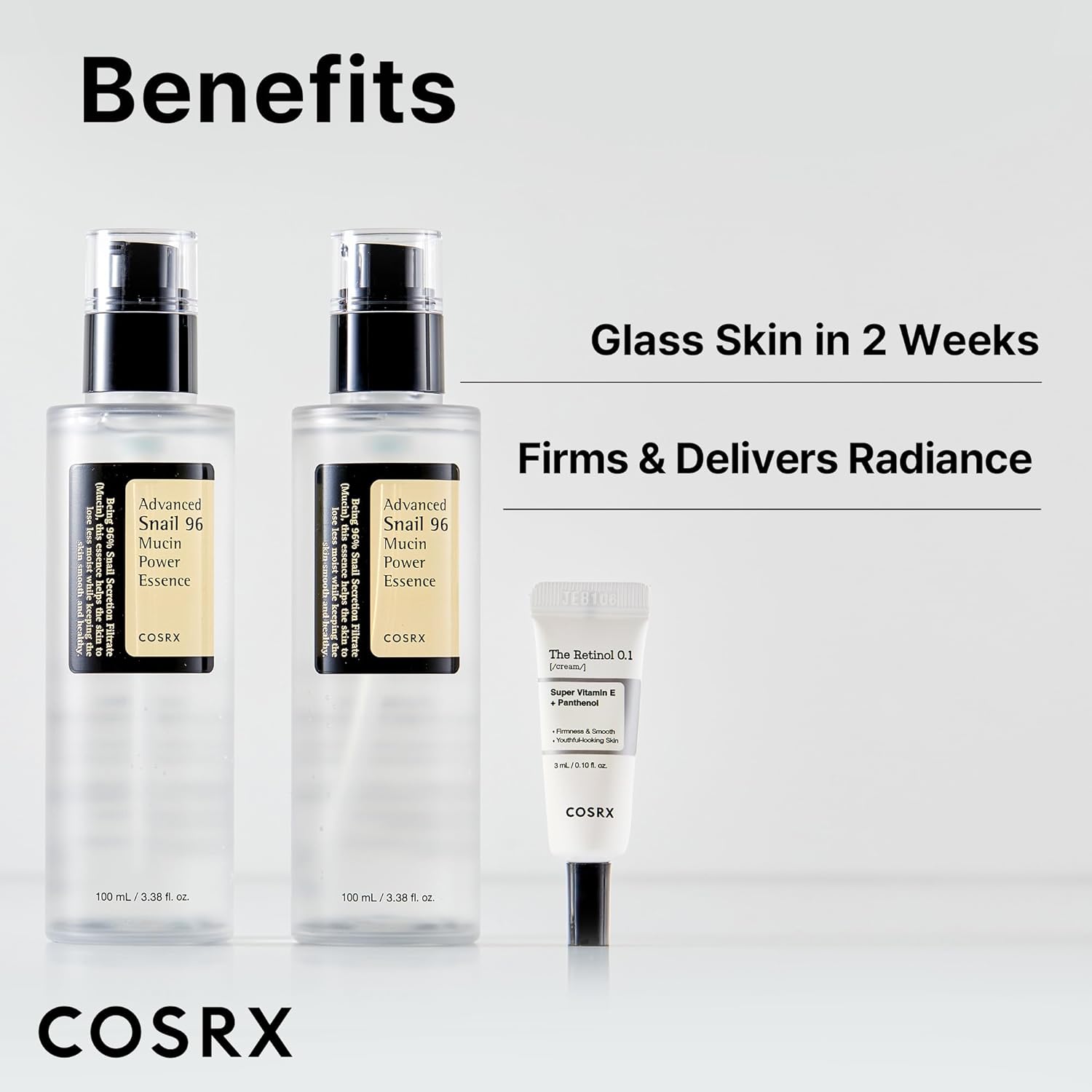 COSRX Snail Mucin 96% Power Repairing Essence 3.38 fl.oz 100ml, Hydrating Serum for Face with Snail Secretion Filtrate for Dull Skin Fine Lines, Korean Skincare
